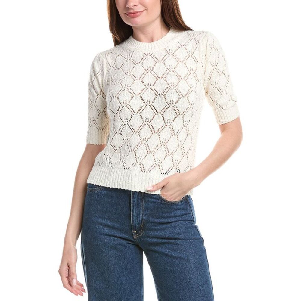 &Isla Womens  Piper Pointelle Knit Top, White